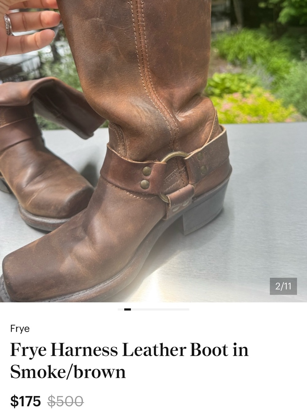 Frye Smoke/Brown Harness Mid-Calf Leather Boot - Picture 2 of 10